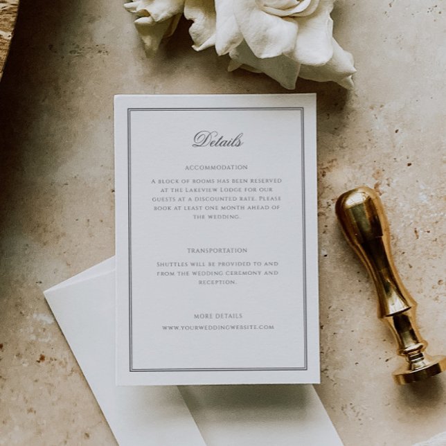 Information om elegant Classic Calligraphy Bröllop Tilläggskort (Skapare uppladdad)