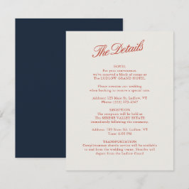 Information om elegant Classic Red & Ivory Bröllop Inbjudningar