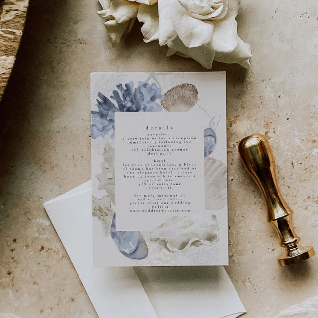 Information om elegant Dusty Blue Beach Wedding Tilläggskort (Skapare uppladdad)