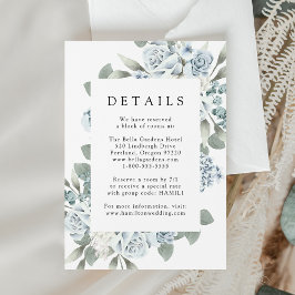 Information om elegant Dusty Blue Blommigt Bröllop Tilläggskort