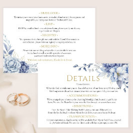 Information om elegant Dusty Blue Blommigt Bröllop Tilläggskort