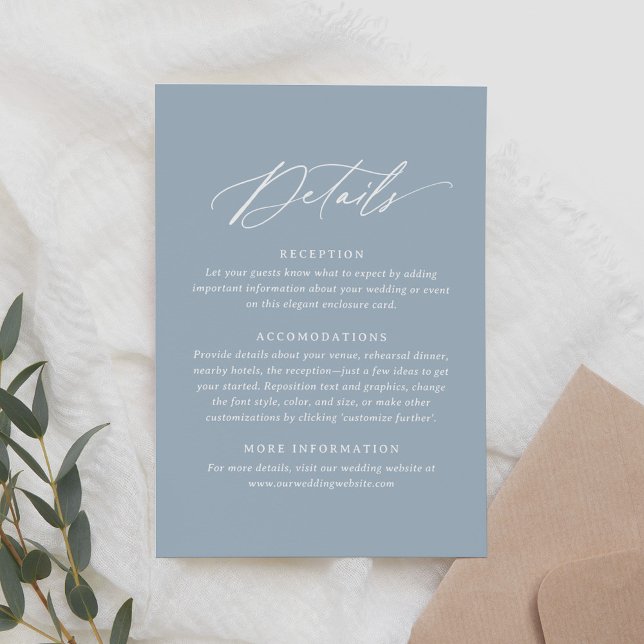 Information om elegant Dusty Blue Calligraphy Bröl OSA Kort (Skapare uppladdad)