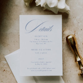 Information om elegant Dusty Blue Calligraphy Bröl Tilläggskort