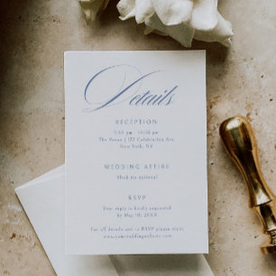 Information om elegant Dusty Blue Calligraphy Bröl Tilläggskort