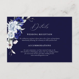 Information om elegant Dusty Blue Navy Blommigt Br Tilläggskort