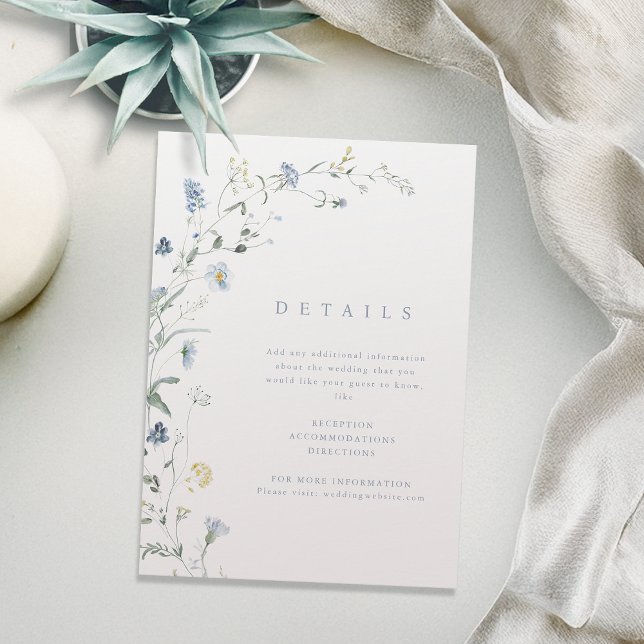 Information om elegant Dusty Blue Rustic Boho Bröl Tilläggskort (Elegant Dusty Blue Rustic Boho Wedding Details Enclosure Card)