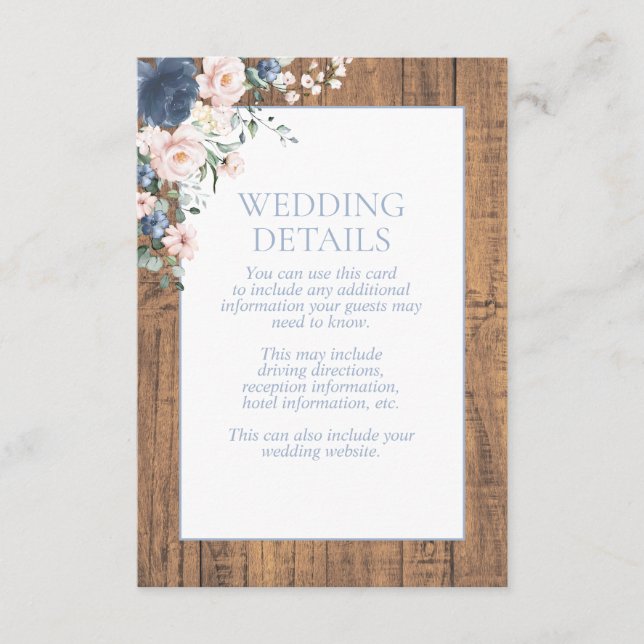 Information om elegant Dusty Blue  Rustic Wood Tilläggskort (Framsida)