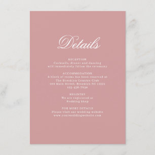 Information om elegant Dusty Rosa Monogram Bröllop Tilläggskort
