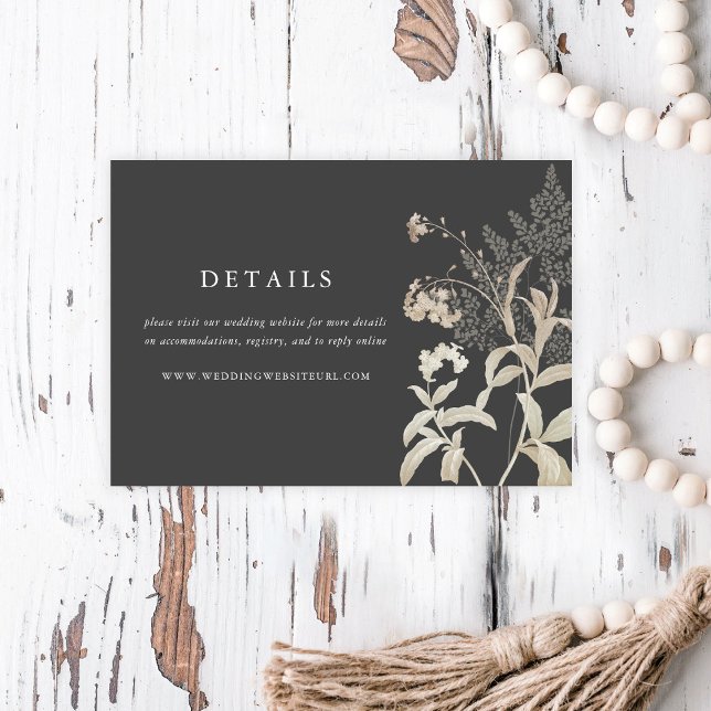 Information om elegant Earthy Blommigt Mörk Grått  Tilläggskort (Skapare uppladdad)