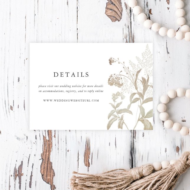 Information om elegant Earthy Blommigt White Bröll Tilläggskort (Skapare uppladdad)