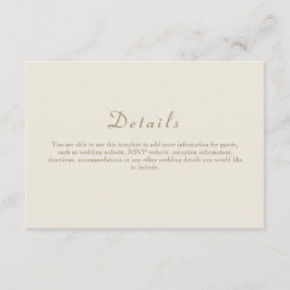 Information om elegant Elfenbenskusten Guld Bröllo Tilläggskort