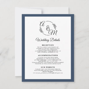 Information om elegant Endern Modern Navy Blue Brö Inbjudningar