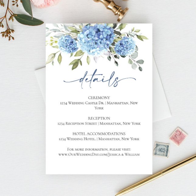 Information om elegant Eucalyptus Blue Hydrangea B Tilläggskort (Skapare uppladdad)