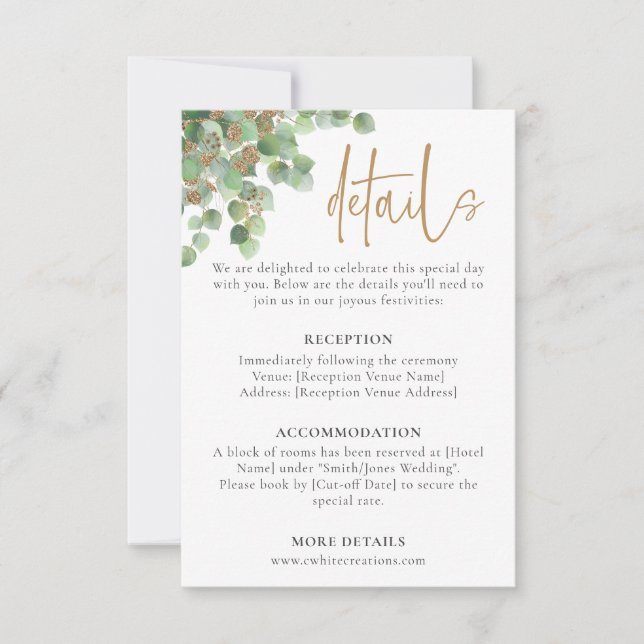 Information om elegant Eucalyptus Botanical Grey G OSA Kort (Framsida)