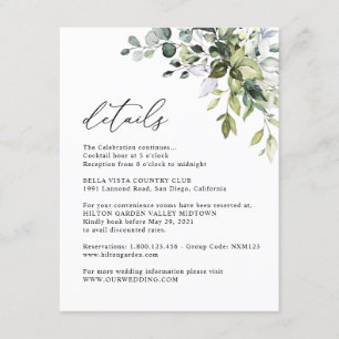 Information om elegant Eucalyptus Greenery Informa Tilläggskort