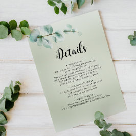 Information om elegant Eucalyptus löv Greenery Brö Tilläggskort