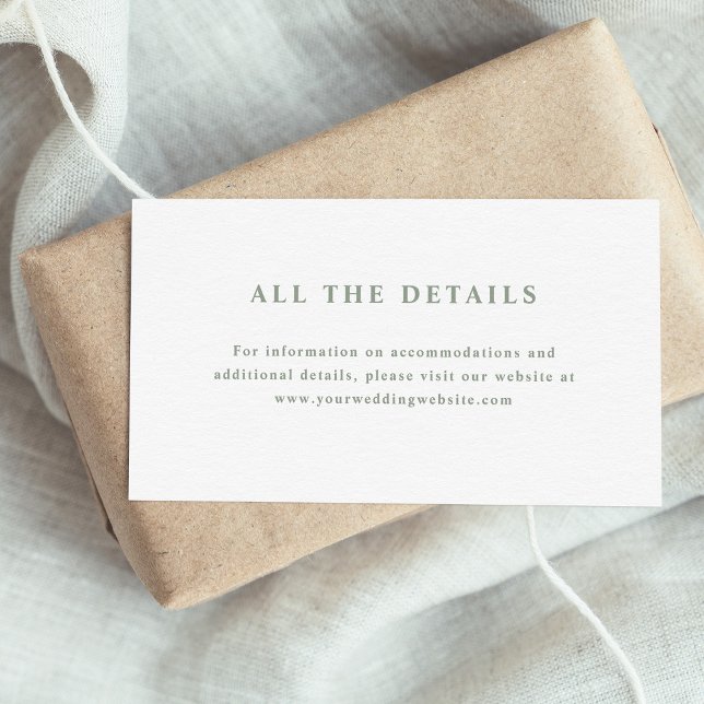 Information om Elegant för vit och Grönt Bröllop Tilläggskort (Skapare uppladdad)