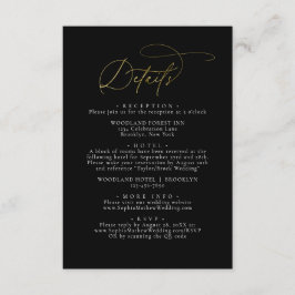 Information om elegant Glam Black och Guld Bröllop Tilläggskort