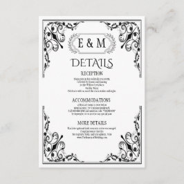 Information om elegant Gothic Monogram Bröllop Tilläggskort