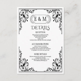 Information om elegant Gothic Monogram Bröllop Tilläggskort
