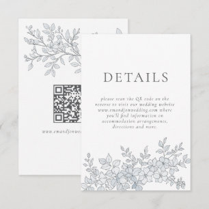 Information om elegant Grått Blommigt QR-kod Bröll Tilläggskort