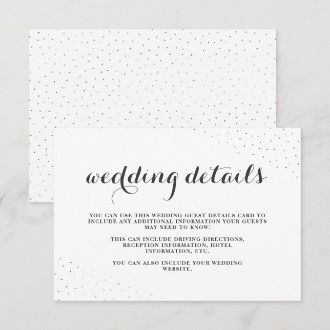 Information om elegant Grått och vit med punkter B Tilläggskort (Fram/baksida)