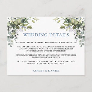 Information om elegant Greenery Dusty Blue Bröllop Vykort