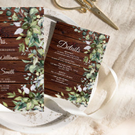 Information om elegant Greenery Rustic Wood Bröllo Tilläggskort