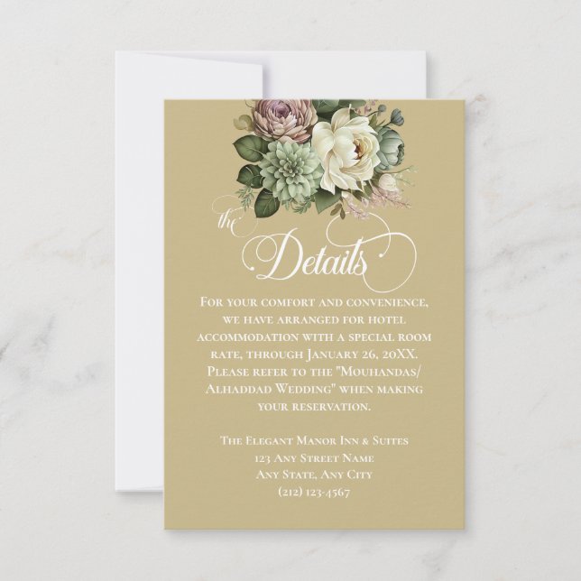 Information om elegant Grönt och vit Blommigt Bröl (Framsida)