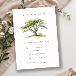 Information om elegant Grönt Vattenfärgen Oak Träd OSA Kort
