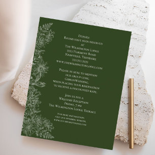 Information om elegant Grönt White Blommigt Bröllo Tilläggskort