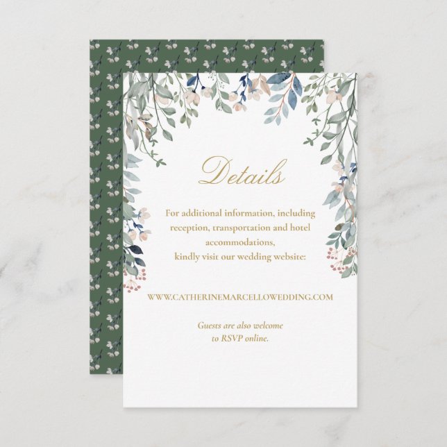 Information om elegant Guld Blommigt Wildblommor B Tilläggskort (Fram/baksida)