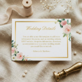 Information om elegant Guld Blushing Rosa Blommigt Tilläggskort