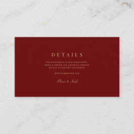 Information om elegant Guld & Deep Red Bröllop Tilläggskort