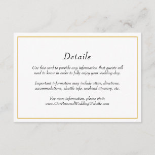 Information om elegant Guld Gräns Bröllop Tilläggskort