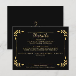 Information om elegant Guld Greenery Black Bröllop Inbjudningar