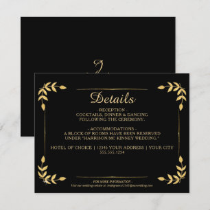 Information om elegant Guld Greenery Black Bröllop Inbjudningar