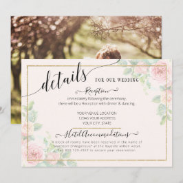 Information om Elegant Guld Rosa Blommigt Script B Inbjudningar