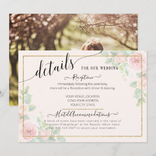 Information om Elegant Guld Rosa Blommigt Script B Inbjudningar