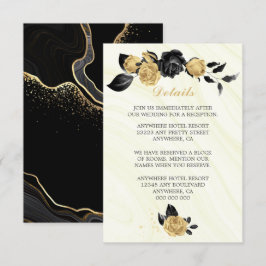 Information om elegant guld & svarta blommor & löv tilläggskort