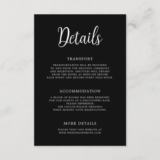 Information om elegant Hand Lettering Black White  Tilläggskort (Framsida)