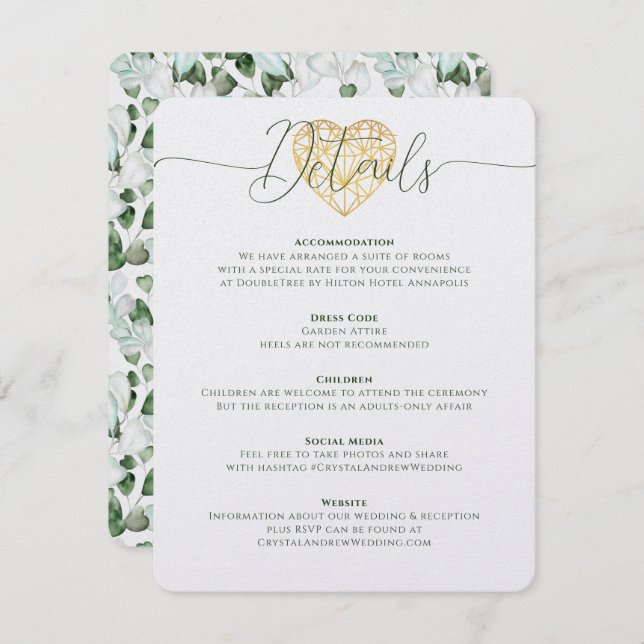 Information om elegant Heart Eucalyptus Foliage Br Inbjudningar (Fram/baksida)