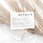 Information om elegant i svartvitt Bröllop Tilläggskort<br><div class="desc">Det här är ett modernt detaljkort för elegant bröllop med minimalistisk utformning. Alla färg kan redigeras. // Om du vill matcha designen söker du efter "HARLOW" i Sincerely By Nicole Zazzle store. * Om du tycker om den här designen men inte ser den tillgänglig för något du är tittar för,...</div>