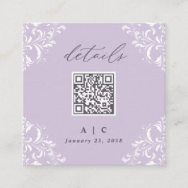 Information om elegant Lavender Lila QR Code Bröll Tilläggskort