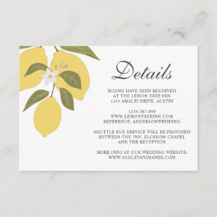 Information om elegant Lemon Theme Bröllop Tilläggskort