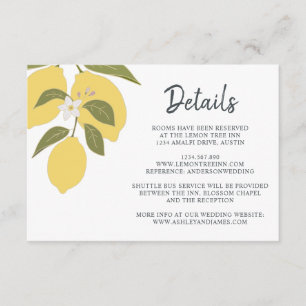 Information om elegant Lemon Theme Bröllop Tilläggskort