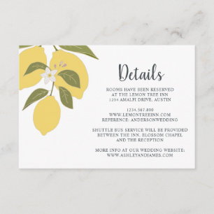 Information om elegant Lemon Theme Bröllop Tilläggskort