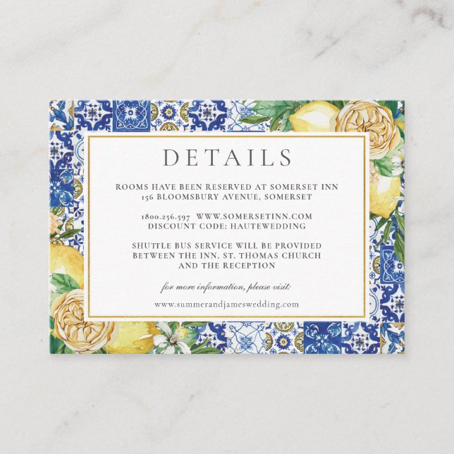 Information om elegant Lemons Blommigt Mosaic Bröl Tilläggskort (Framsida)