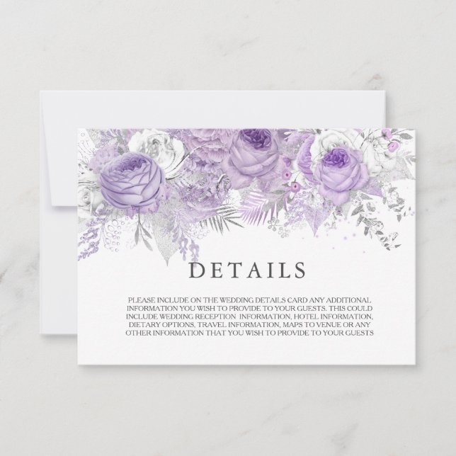 Information om elegant Lila Gnistra Flowers Bröllo Inbjudningar (Framsida)