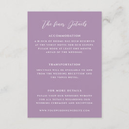Information om elegant Lilac Bröllop Tilläggskort